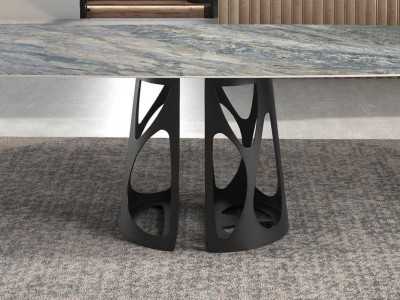 Oval dining table with porcelain marble top - ANTONELLA