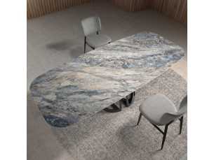 Oval dining table with porcelain marble top - ANTONELLA 2