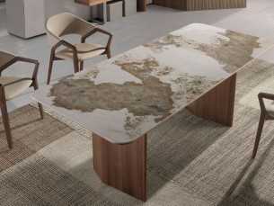 Rectangular walnut dining table with porcelain top - BRIGG 2