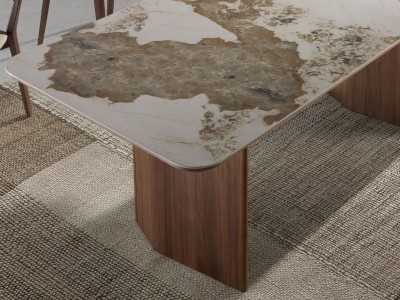 Rectangular walnut dining table with porcelain top - BRIGG