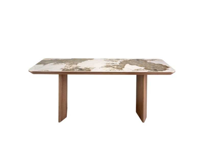 Rectangular walnut dining table with porcelain top - BRIGG