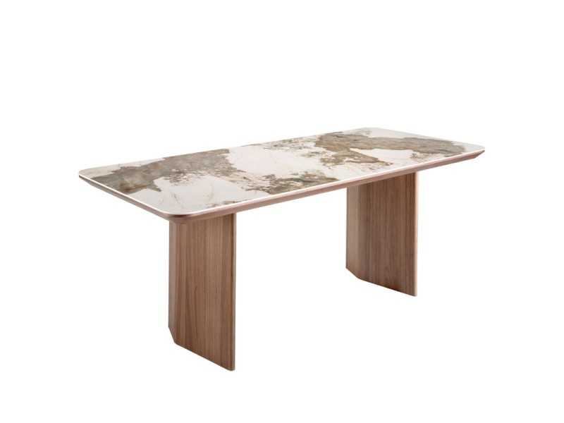 Rectangular walnut dining table with porcelain top - BRIGG