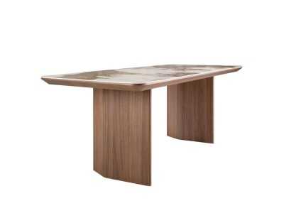 Rectangular walnut dining table with porcelain top - BRIGG