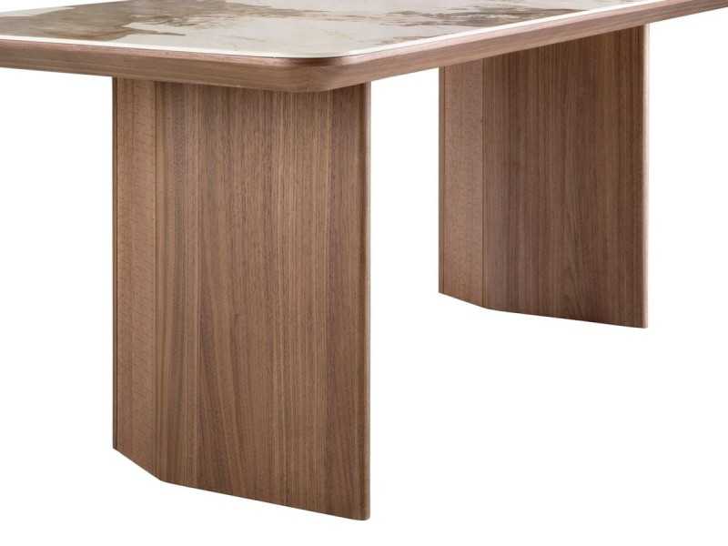 Rectangular walnut dining table with porcelain top - BRIGG