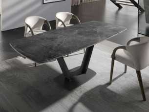 Table à manger extensible avec plateau en porcelaine et base en acier inoxydable - EIRA 2