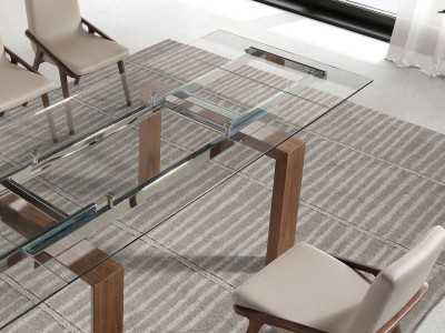 Extendable dining table with tempered glass top - ERIKA