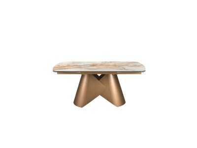 Table ovale extensible avec plateau en marbre porcelainé et piètement en acier inoxydable - ABACO EXT