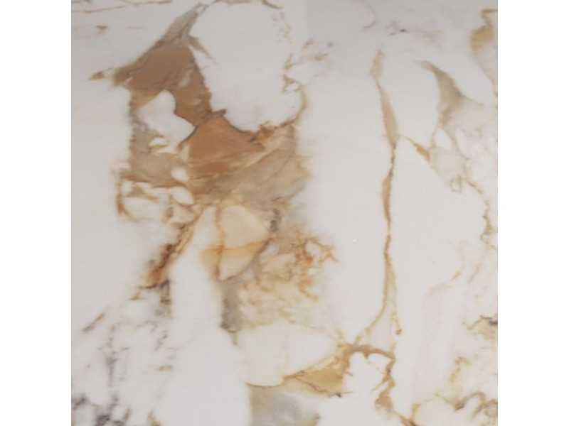 Mesa ovalada extensible con tapa mármol porcelánico y base en acero inoxidable - AABRIA