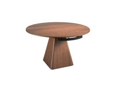 Table à manger ronde extensible avec placage en noyer - GRETA