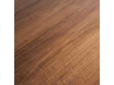 Round extendable dining table with walnut veneer - GRETA