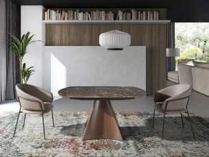 Table ovale extensible avec plateau en céramique et base en acier inoxydable - LIVIRIANA 2