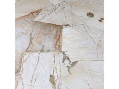 Table à manger ovale extensible avec plateau en marbre porcelainé et pieds en noyer - LEROS