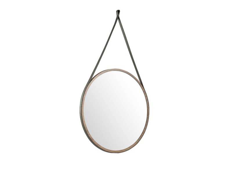 Miroir rond mural avec cadre en noyer - ANEESA