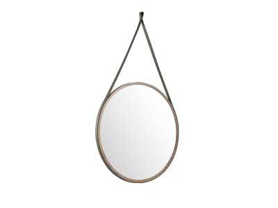 Miroir rond mural avec cadre en noyer - ANEESA