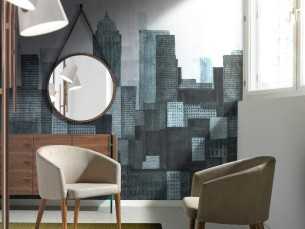 Miroir rond mural avec cadre en noyer - ANEESA 2