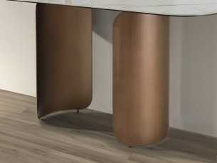 Console ovale avec plateau en marbre porcelaine et piètement en acier inoxydable - ABACO 2