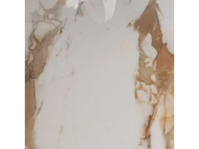 Consola ovalada con tapa de mármol porcelánico y bases de acero inoxidable - ABACO