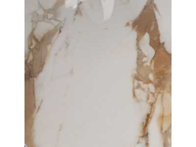 Oval console table with porcelain marble top and stainless steel bases - ABACO