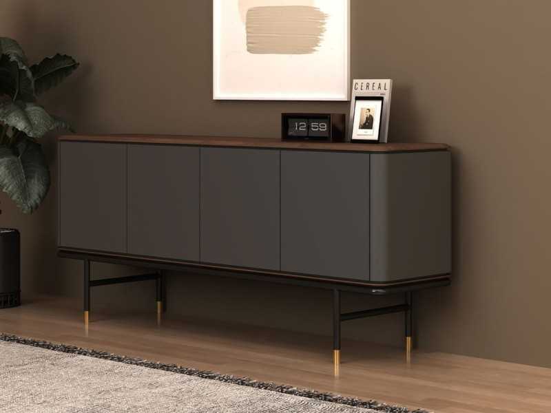 Design sideboard with walnut wood and lacquered - ANEESA