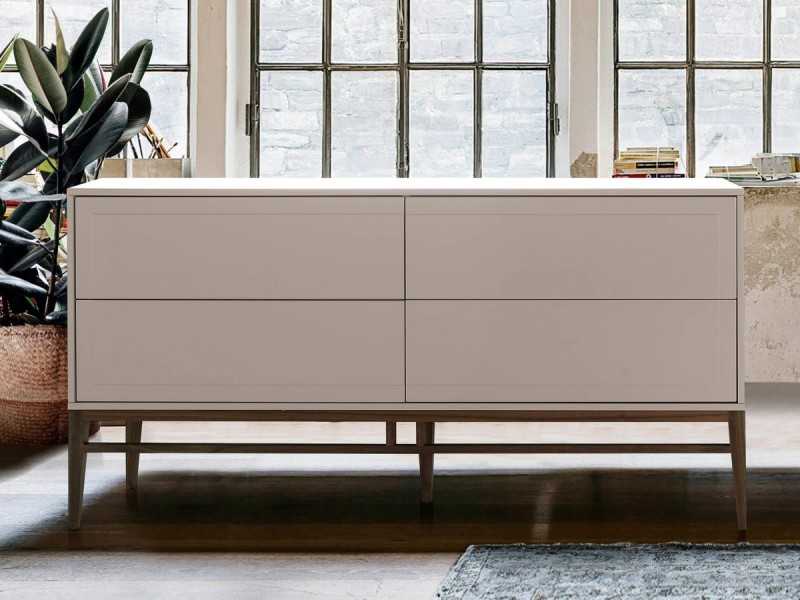 Lacquered sideboard with walnut base frame - ARAN