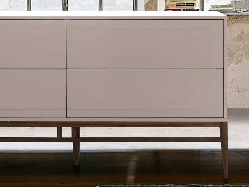 Lacquered sideboard with walnut base frame - ARAN