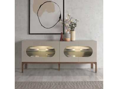 Lacquered design sideboard with walnut base and LED light - MANUELE