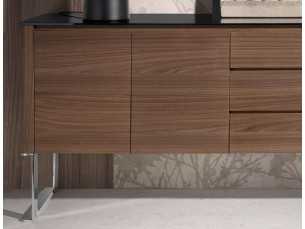 Aparador de diseño moderno madera, cristal y acero inoxidable - SEVILLA 2