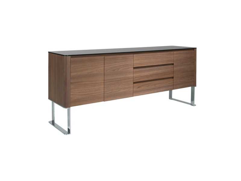 Modern design sideboard in wood, glass and stainless steel - SEVILLA