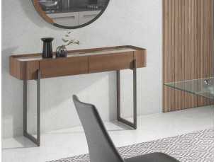 Walnut console with porcelain marble and stainless steel - SYMI
