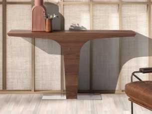 Walnut console with stainless steel base - TINNA 2
