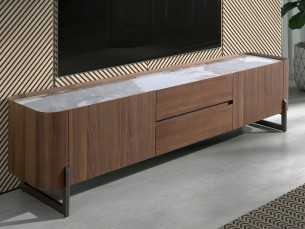 Walnut TV cabinet with ceramic top - SYMI