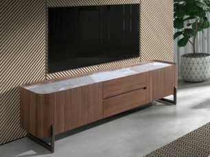 Mueble TV de nogal con tapa cerámico - SYMI 2