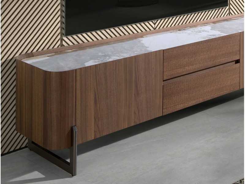 Walnut TV cabinet with ceramic top - SYMI