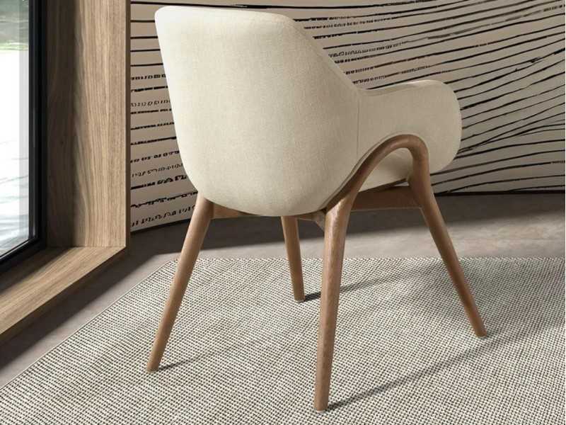 Chaise design en tissu avec structure en bois massif - ABBA