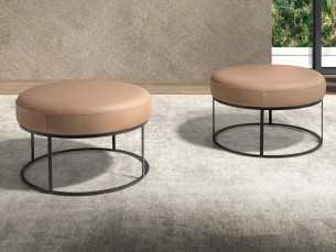 Designer round bench upholstered in genuine leather - ALMA 2
