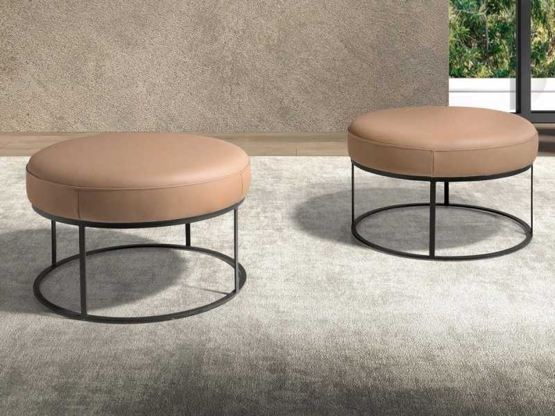 Banc rond design recouvert de cuir véritable - ALMA
