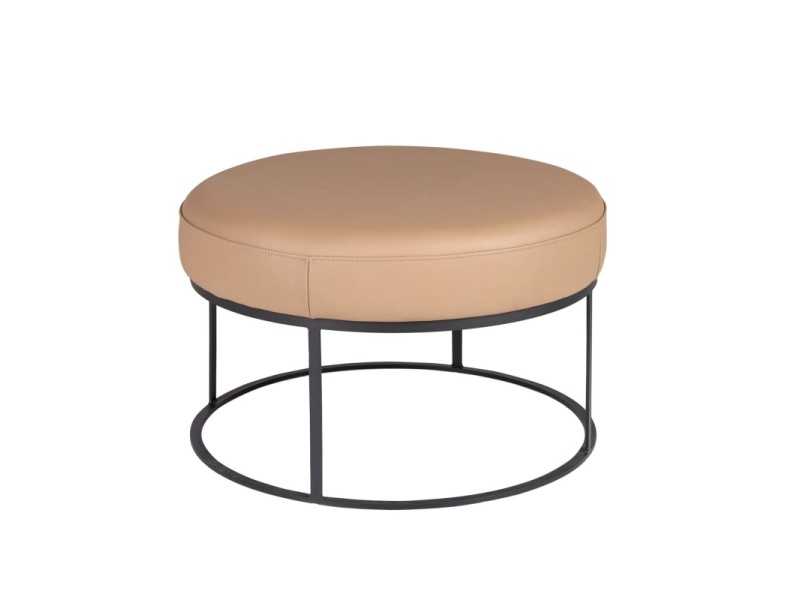 Banc rond design recouvert de cuir véritable - ALMA