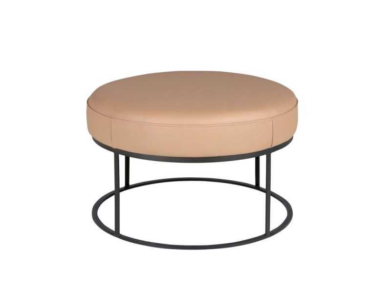 Banc rond design recouvert de cuir véritable - ALMA