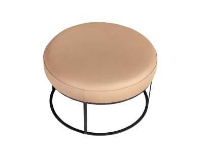 Banqueta redonda de diseño tapizada en piel genuina - ALMA