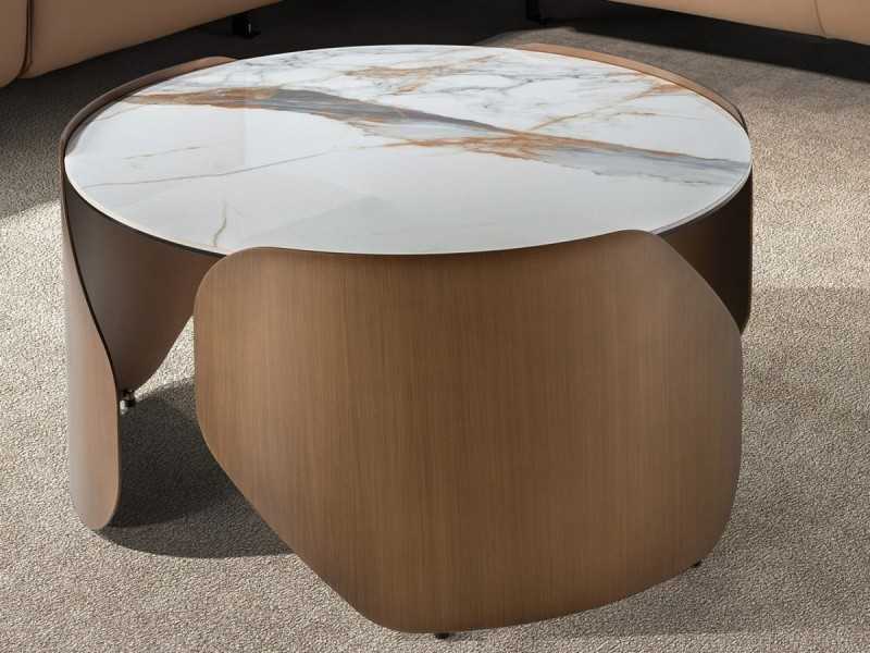 Mesa de centro de diseño con tapa de mármol porcelánico - ABACO C