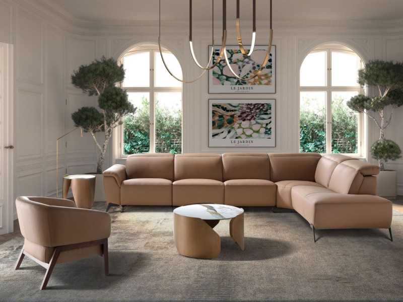 Designer coffee table with porcelain marble top - ABACO C