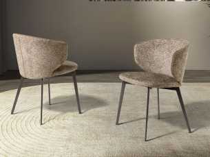 Silla de diseño moderno tapizada en tela con patas de acero inoxidable - ABACO ROND