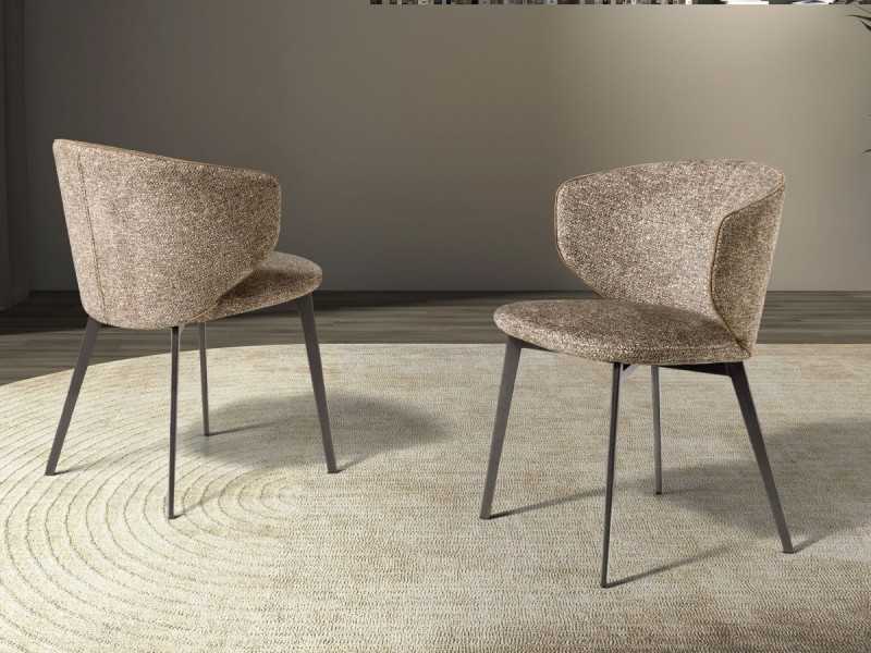 Silla de diseño moderno tapizada en tela con patas de acero inoxidable - ABACO ROND