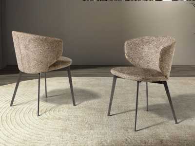 Silla de diseño moderno tapizada en tela con patas de acero inoxidable - ABACO ROND