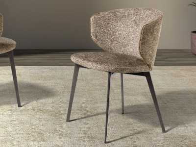 Chaise design moderne revêtue de tissu avec pieds en acier inoxydable - ABACO ROND