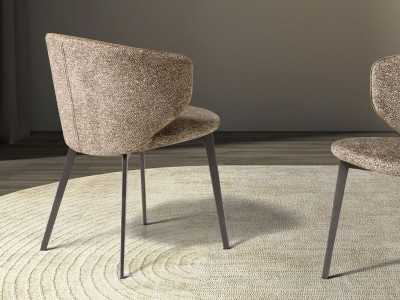 Modern design chair upholstered in fabric with stainless steel legs - ABACO ROND