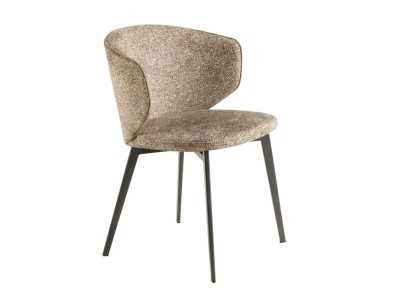 Silla de diseño moderno tapizada en tela con patas de acero inoxidable - ABACO ROND