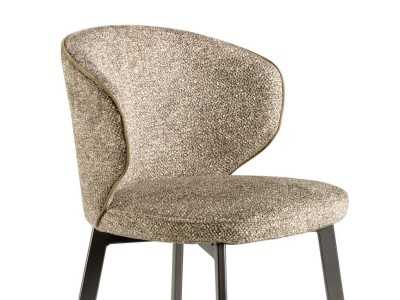 Tabouret au design moderne, tapissé de tissu et doté de pieds en acier inoxydable - ABACO ROND