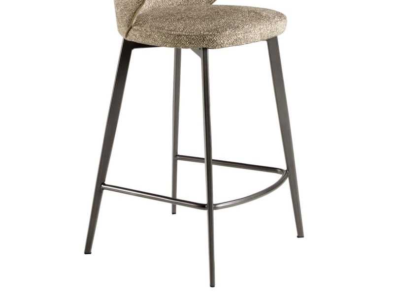 Tabouret au design moderne, tapissé de tissu et doté de pieds en acier inoxydable - ABACO ROND