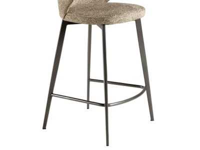 Tabouret au design moderne, tapissé de tissu et doté de pieds en acier inoxydable - ABACO ROND